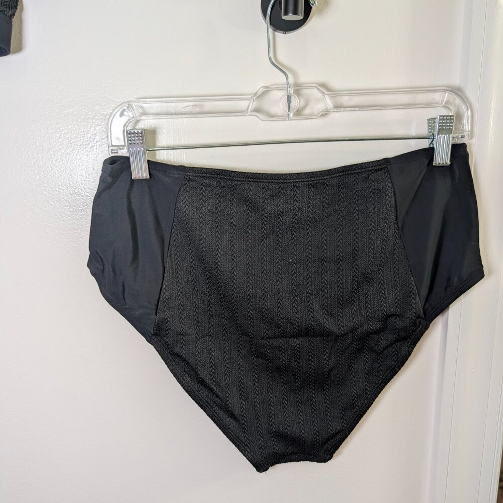 Cupshe NWT Black One-Shoulder Bikini Top & High-Waisted Bottoms Set Size L - Picture 8 of 11